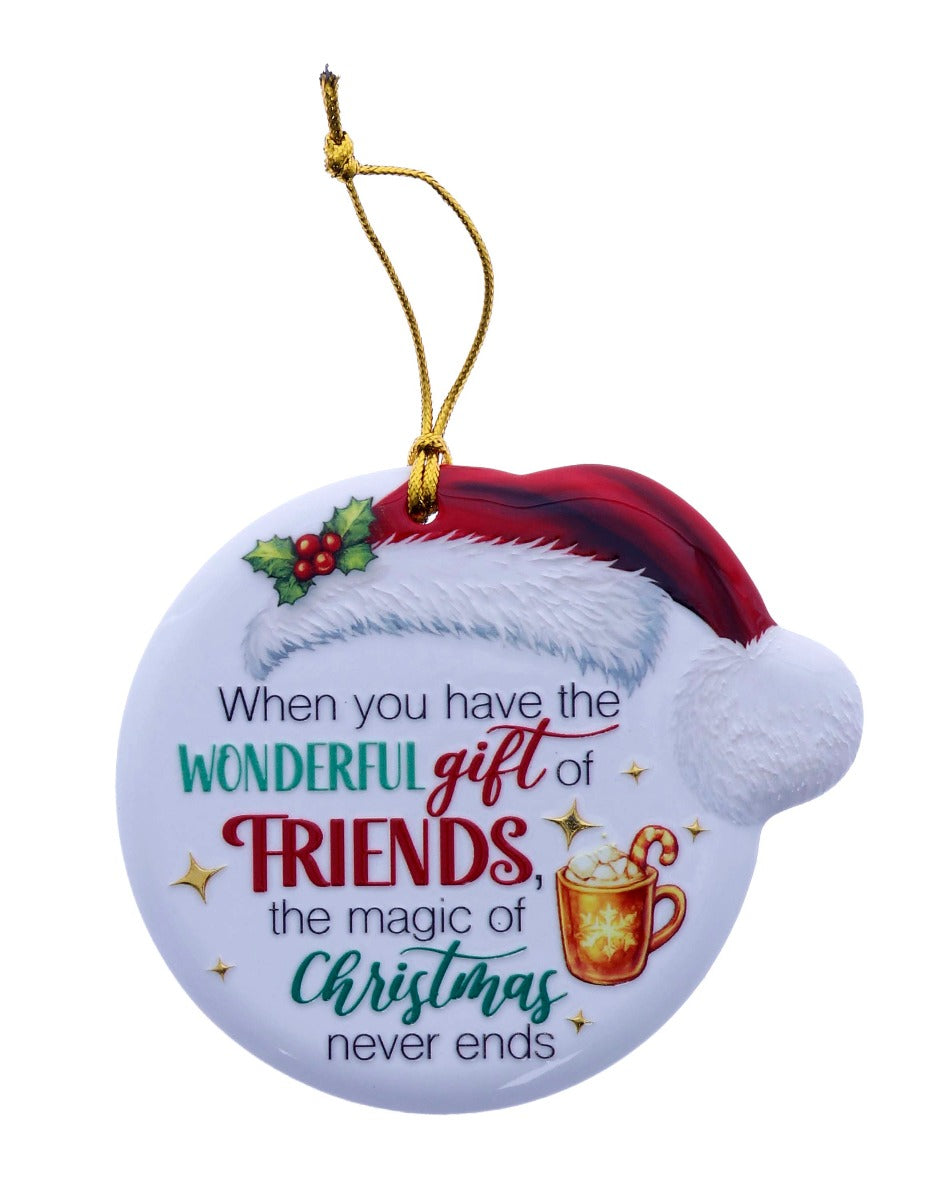 Family Friends House Christmas Sentiments Hanging Ceramic Plaque