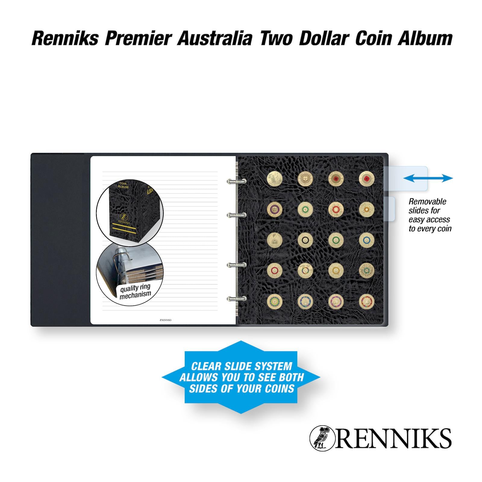 Renniks Premier Australia $2 Coin Album – Dedicated Storage for Two Dollar Coins (RPA2D)