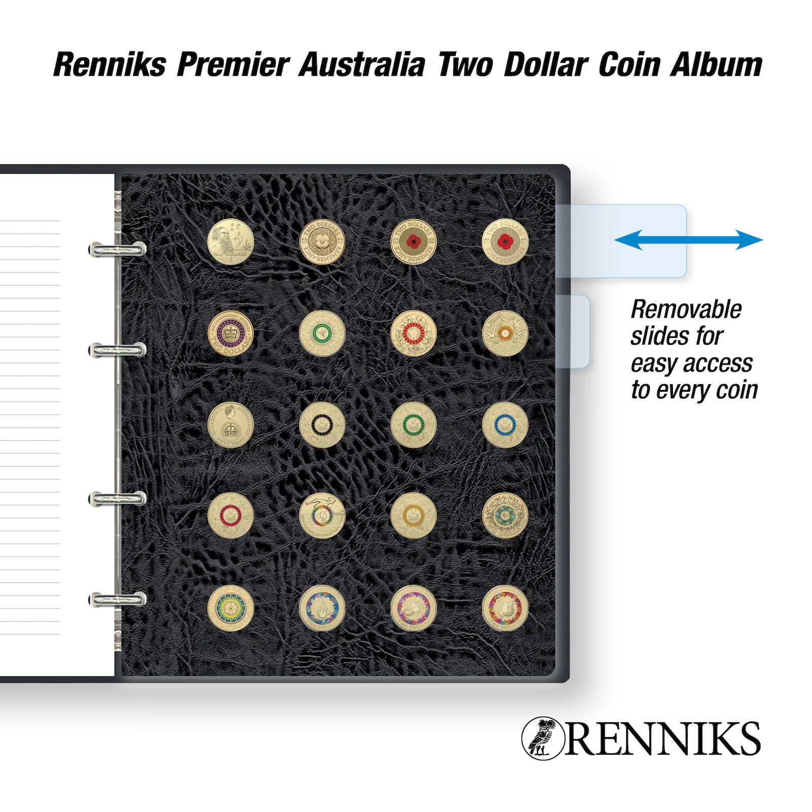Renniks Premier Australia $2 Coin Album – Dedicated Storage for Two Dollar Coins (RPA2D)