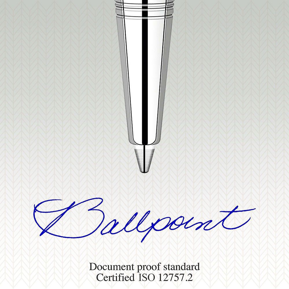 Parker Quinkflow Ballpoint Pen Refill Blue Medium - retail blister card packaging showing Parker Quinkflow branding, Royal Warrant crests, medium tip and blue ink designation