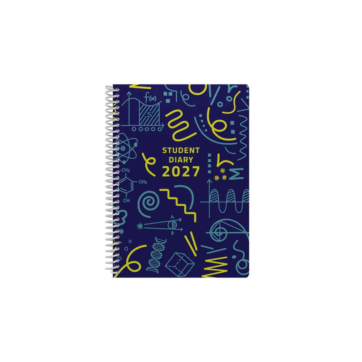 Angled view of the Collins Colplan 2027 A5 spiral-bound student diary