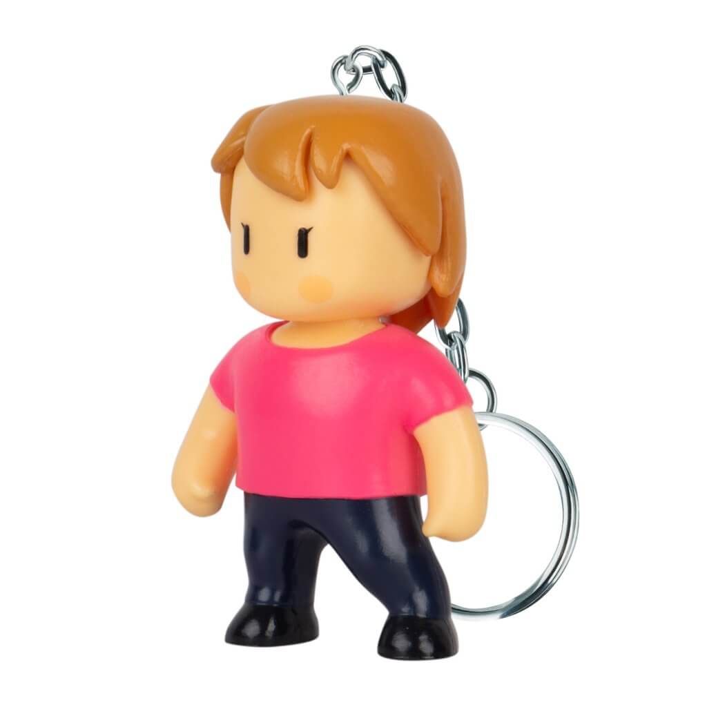 Stumble Guys figural keychain character - girl in pink shirt