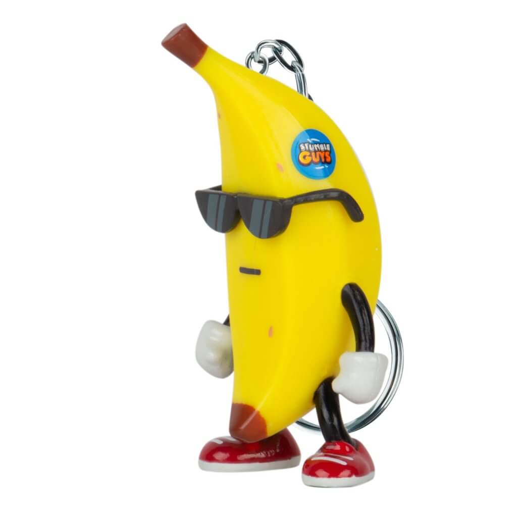 Stumble Guys figural keychain character - Banana Guy with sunglasses