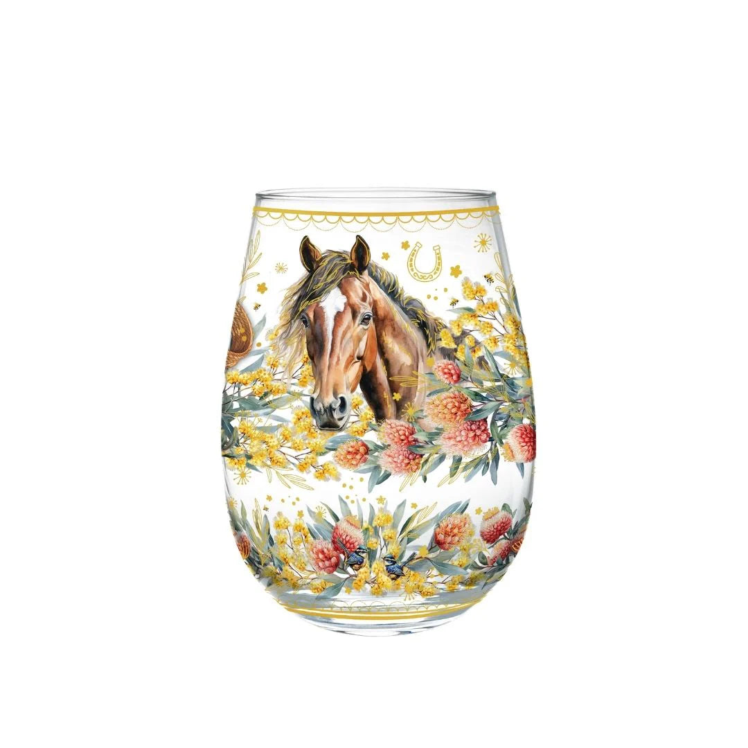 Lisa Pollock Golden Glamour Stemless Glass – Country Dusk – Art from the Heart Gift for Her