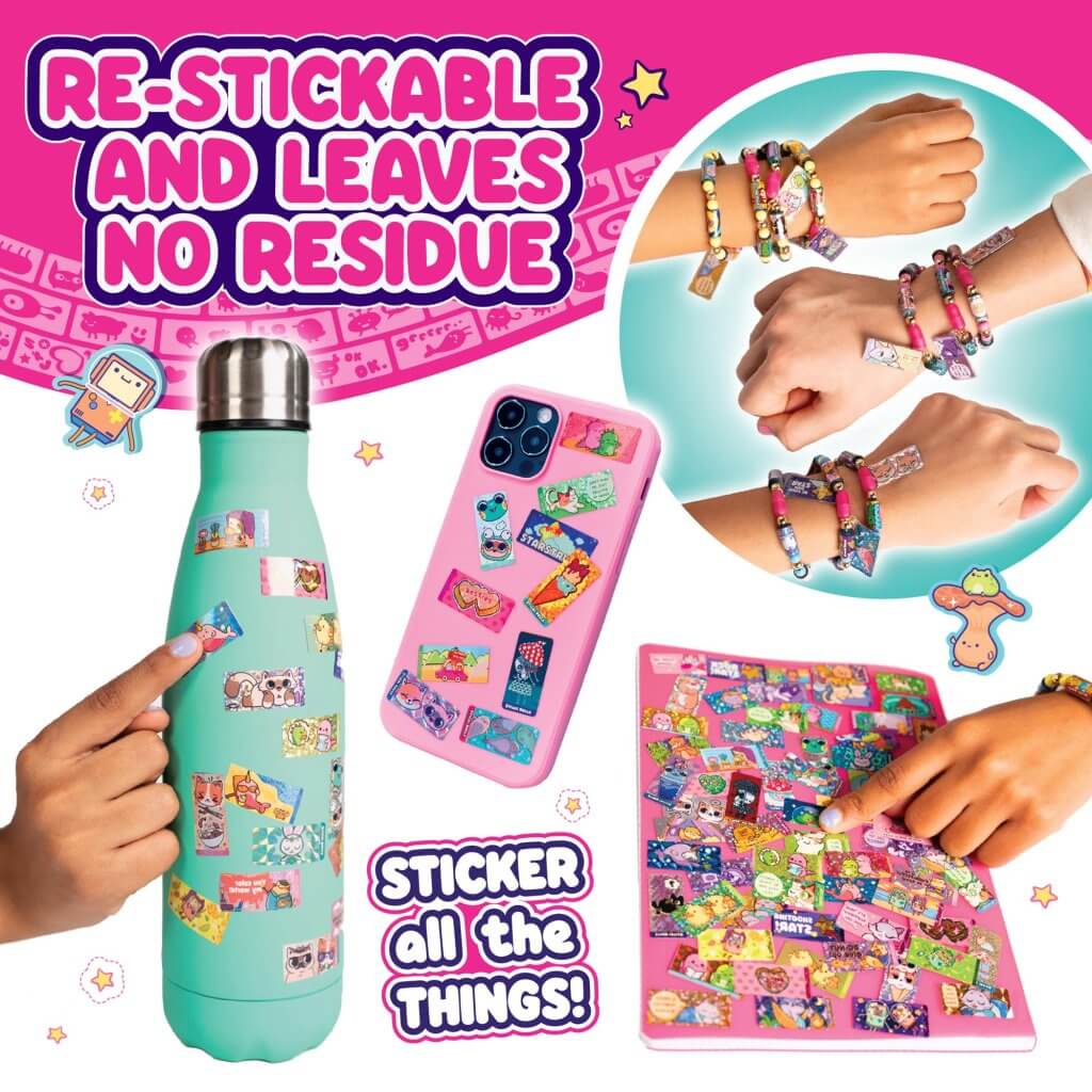 Sticki Rolls Sticki Station, 320 Kawaii-themed Stickers, 144 colorful beads, 2 necklace pendants