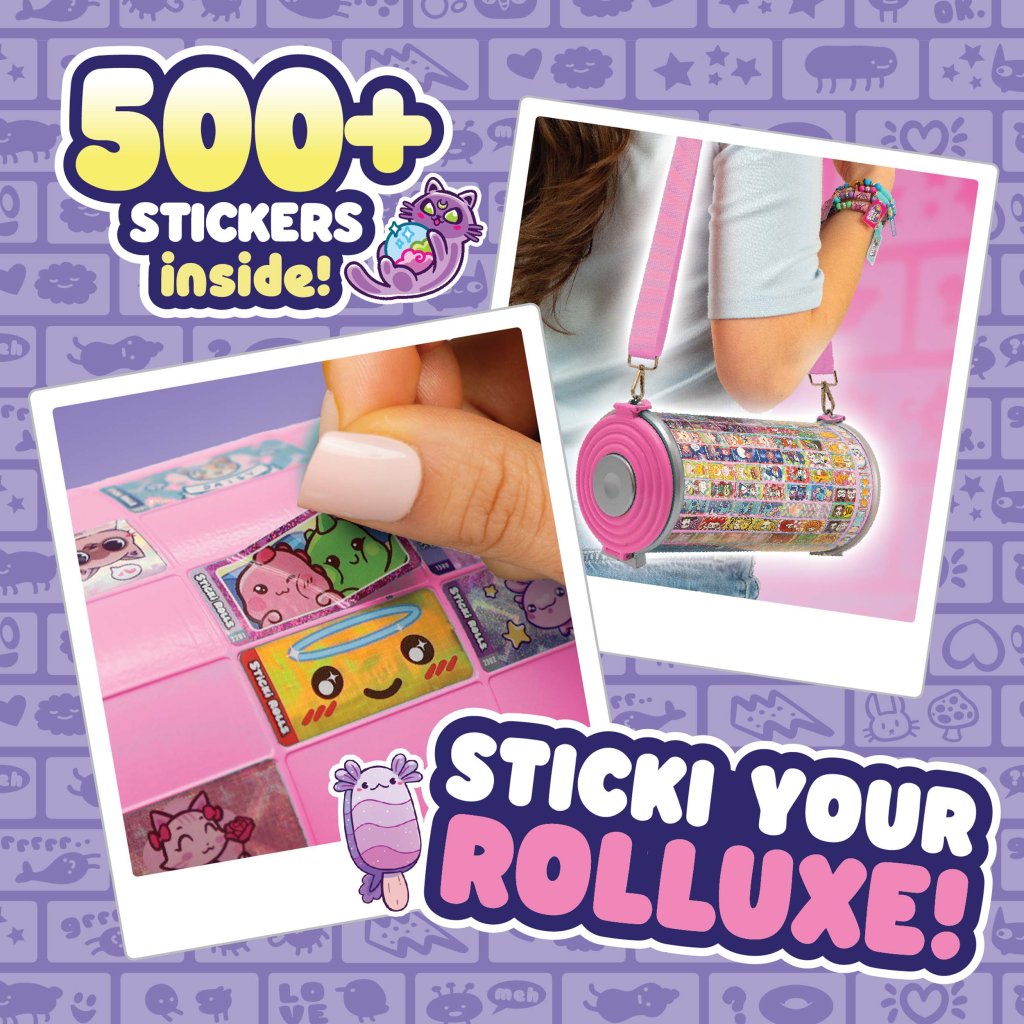 Sticki Rolls Sticki Rolluxe Studio Assortment – Creative Sticker Storage Handbag for Kids