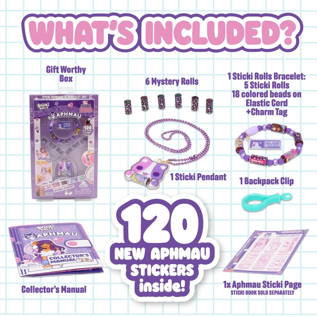 Sticki Rolls x Aphmau Pendant & Bracelet Set – Limited Edition Collectible Fun