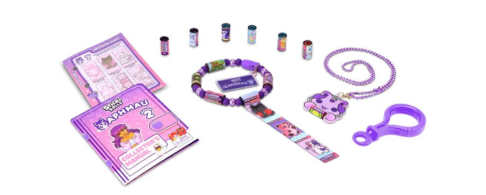 Sticki Rolls Aphmau Sticki Pendant & Bracelet Set Season 2 – Purple Pink MeeMeow Cat