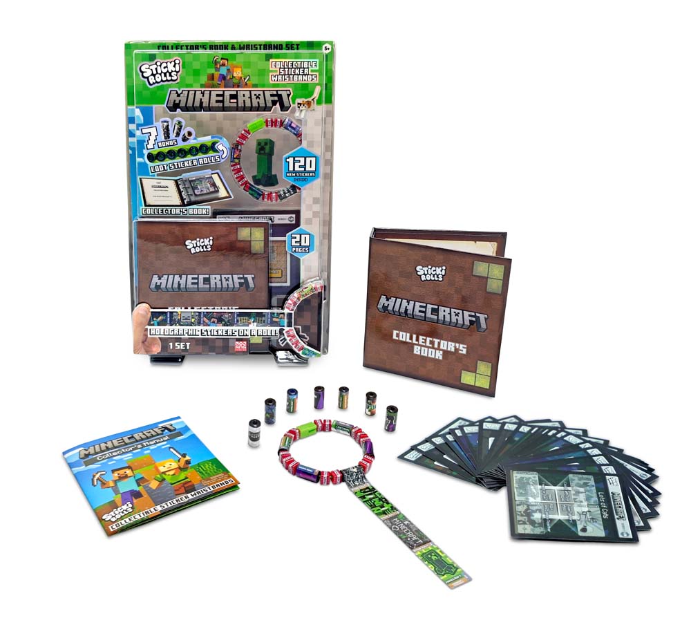 Sticki Rolls Minecraft Sticki Book - Collectible  Sticker Wristband,
