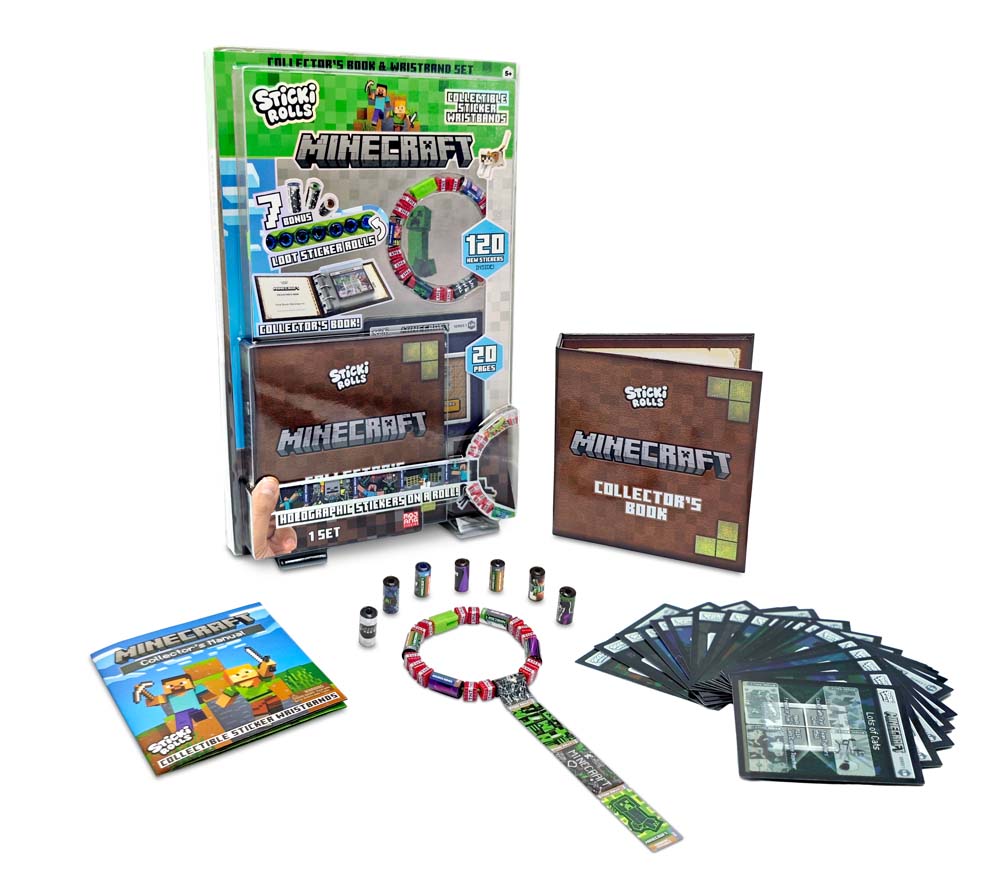 Sticki Rolls Minecraft Sticki Book - Collectible  Sticker Wristband,