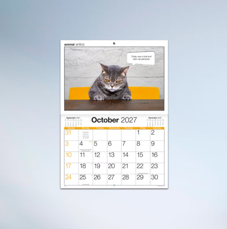 2027 Easy2c Animal Antics Booklet Calendar 297x205mm