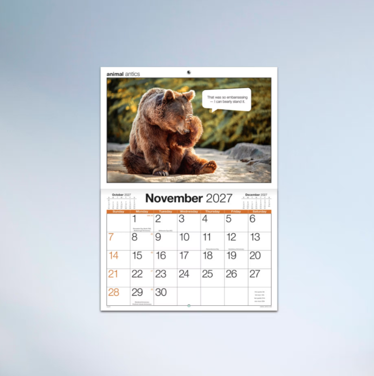 2027 Easy2c Animal Antics Booklet Calendar 297x205mm
