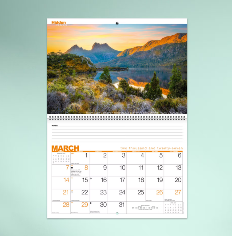 2027 Hidden Places Australian Spiral Bound Calendar 337x240mm