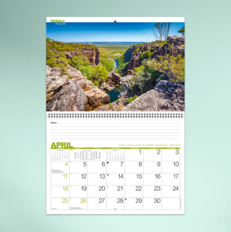 2027 Hidden Places Australian Spiral Bound Calendar 337x240mm