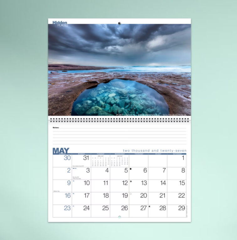 2027 Hidden Places Australian Spiral Bound Calendar 337x240mm