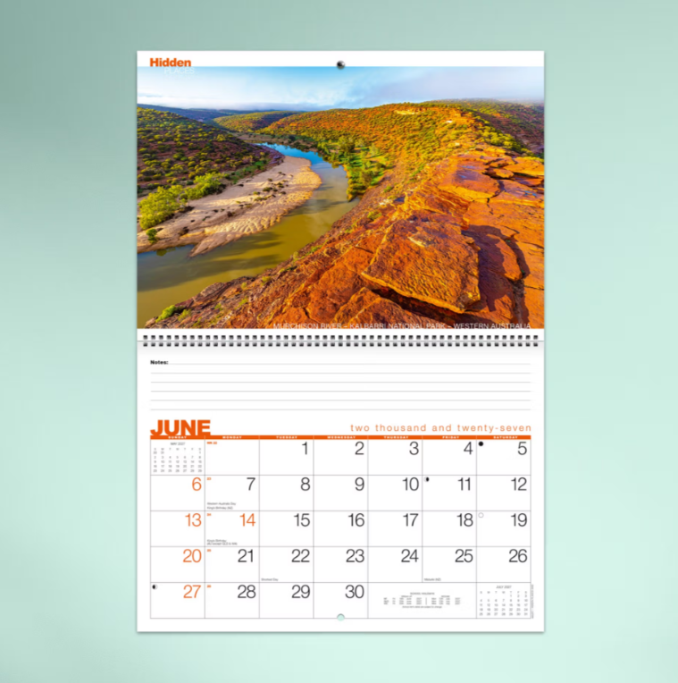 2027 Hidden Places Australian Spiral Bound Calendar 337x240mm