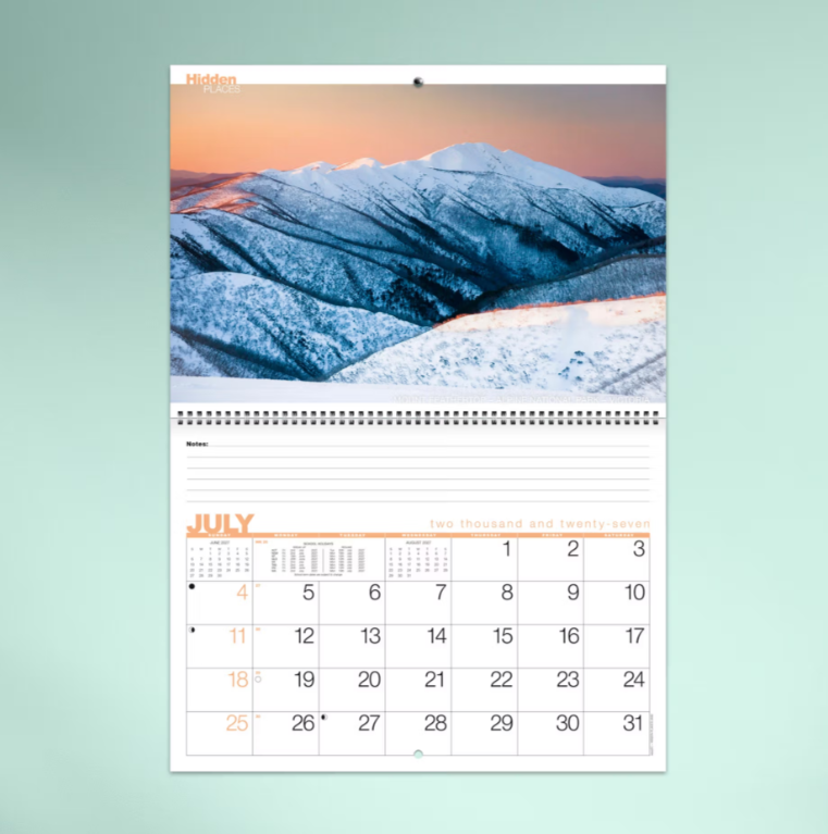 2027 Hidden Places Australian Spiral Bound Calendar 337x240mm
