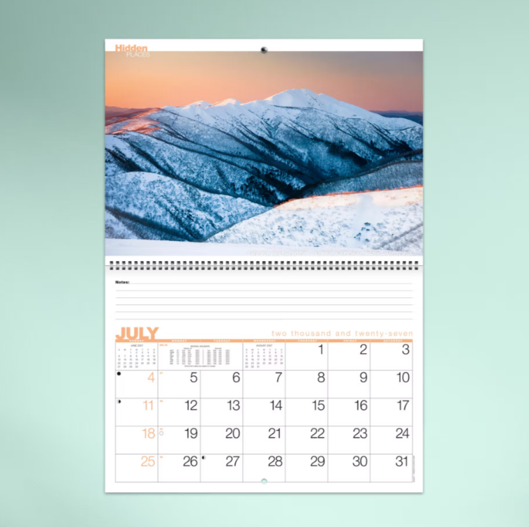 2027 Hidden Places Australian Spiral Bound Calendar 337x240mm