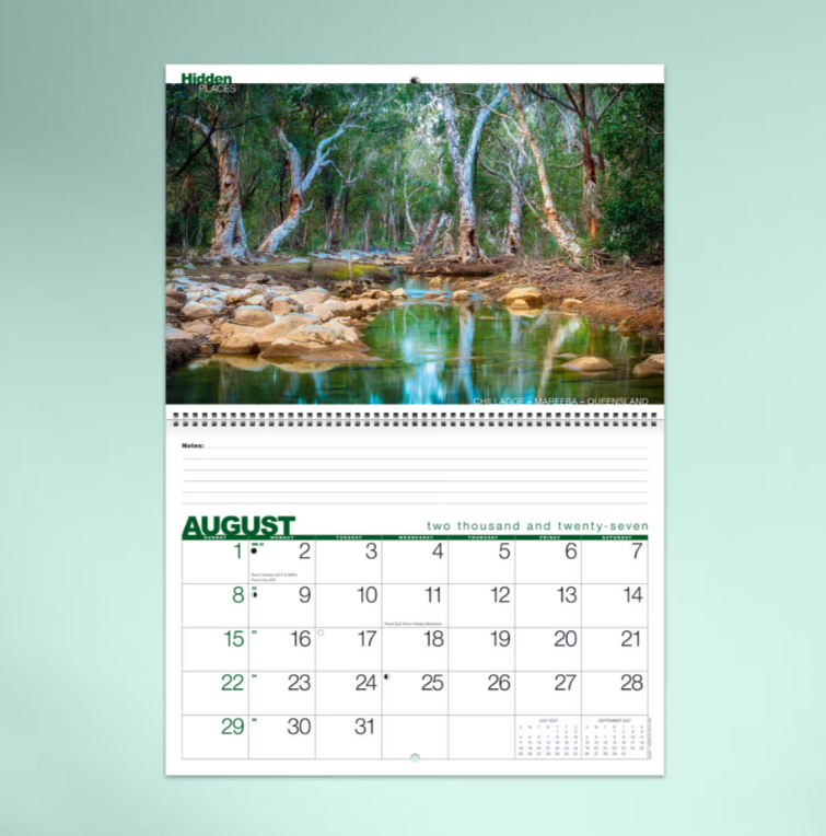 2027 Hidden Places Australian Spiral Bound Calendar 337x240mm