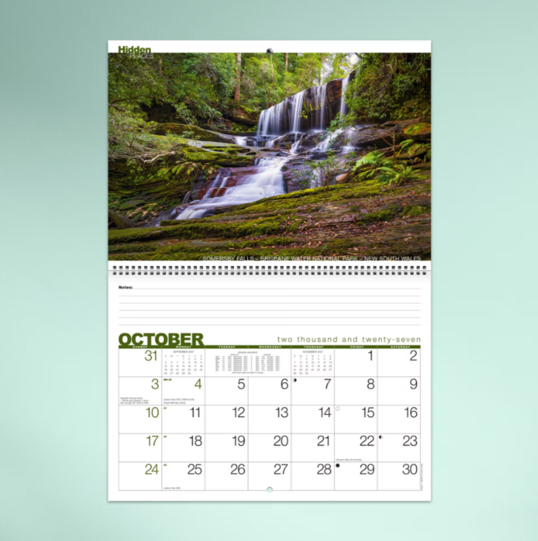 2027 Hidden Places Australian Spiral Bound Calendar 337x240mm
