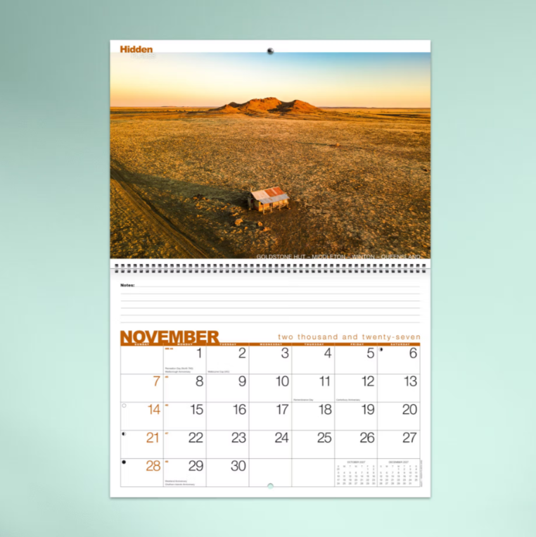 2027 Hidden Places Australian Spiral Bound Calendar 337x240mm