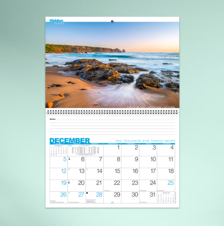 2027 Hidden Places Australian Spiral Bound Calendar 337x240mm