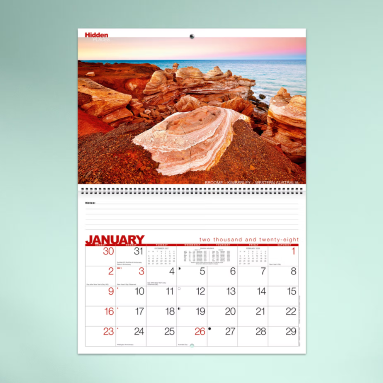 2027 Hidden Places Australian Spiral Bound Calendar 337x240mm