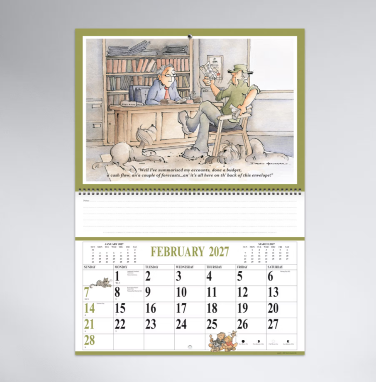 2027 Jock's Country Life Booklet Calendar Spiral Bound 337x240mm