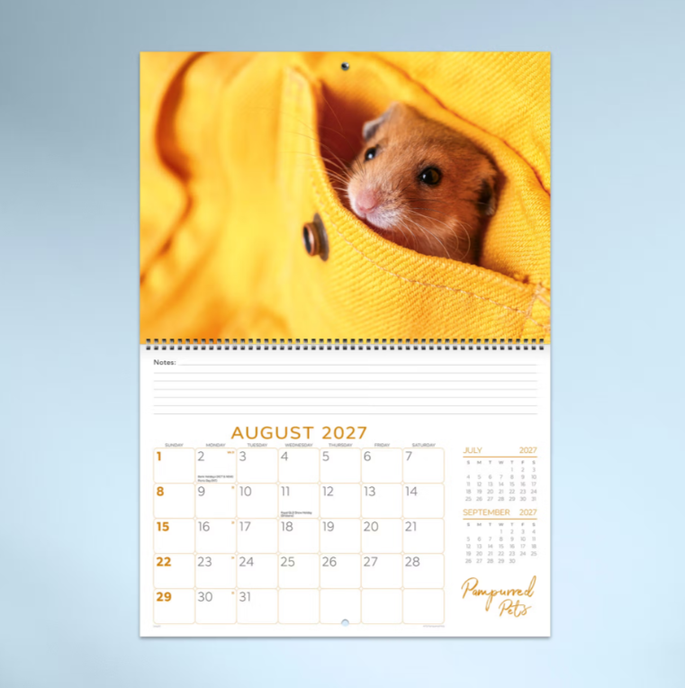 2027 Pampurred Pets Spiral Bound Calendar 337x240mm