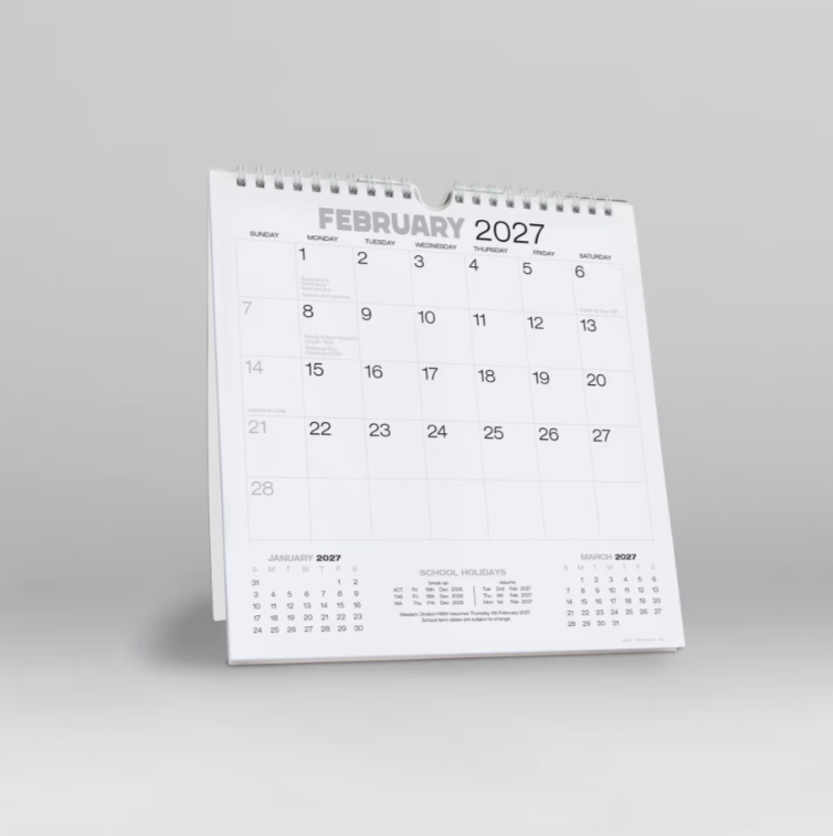 2027 Australia Land of Diversity Wall/Desk Calendar - April date pad view