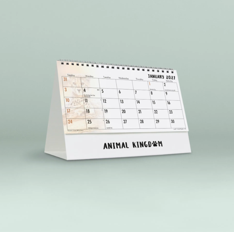 2027 Animal Kingdom Desk Calendar - April sea turtle