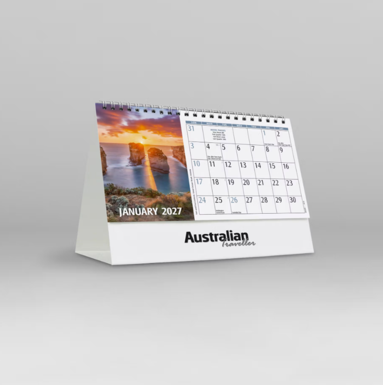 2027 Australian Traveller Desk Calendar - February The Pinnacles front view