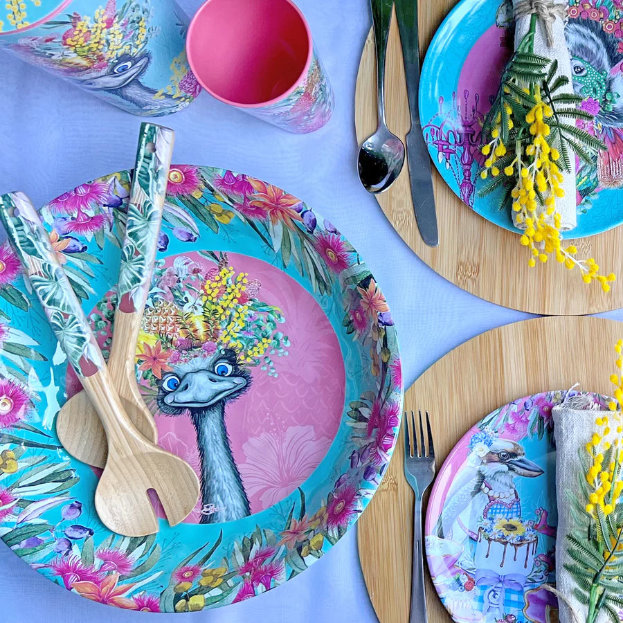 Lisa Pollock Melamine Salad Bowl - Aussie Animals
