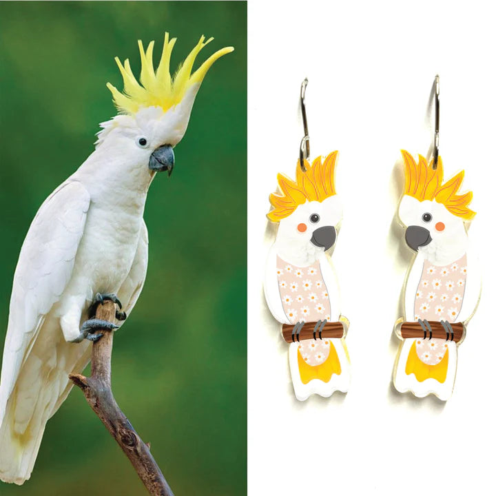 Sulphur-Crested Cockatoo Earrings by Smyle Designs