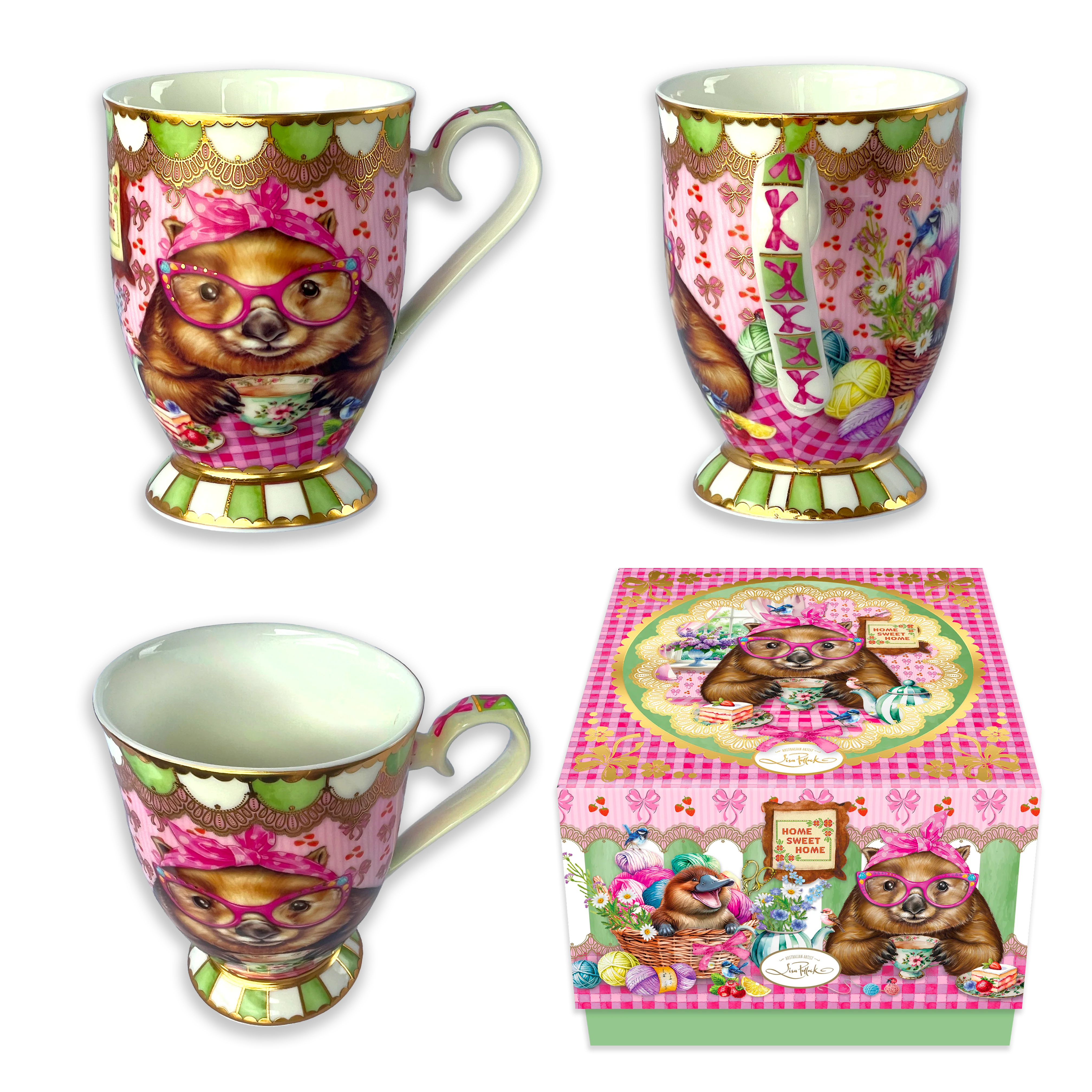 Tea Cup - Wonda Wombat By Lisa Pollock Art from the Heart Gift for her