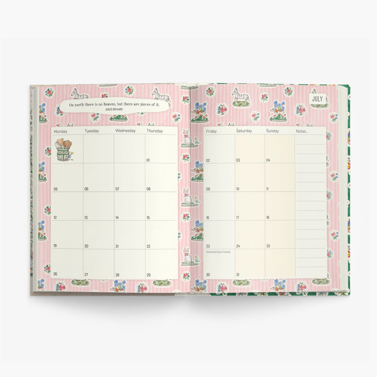 Open Twigseeds 2027 Diary showing an illustrated week-to-view planning layout