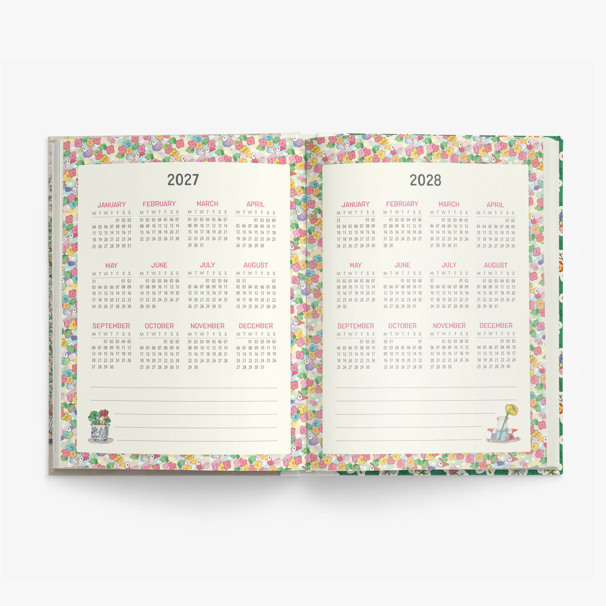 Open Twigseeds 2027 Diary showing the illustrated July monthly planner