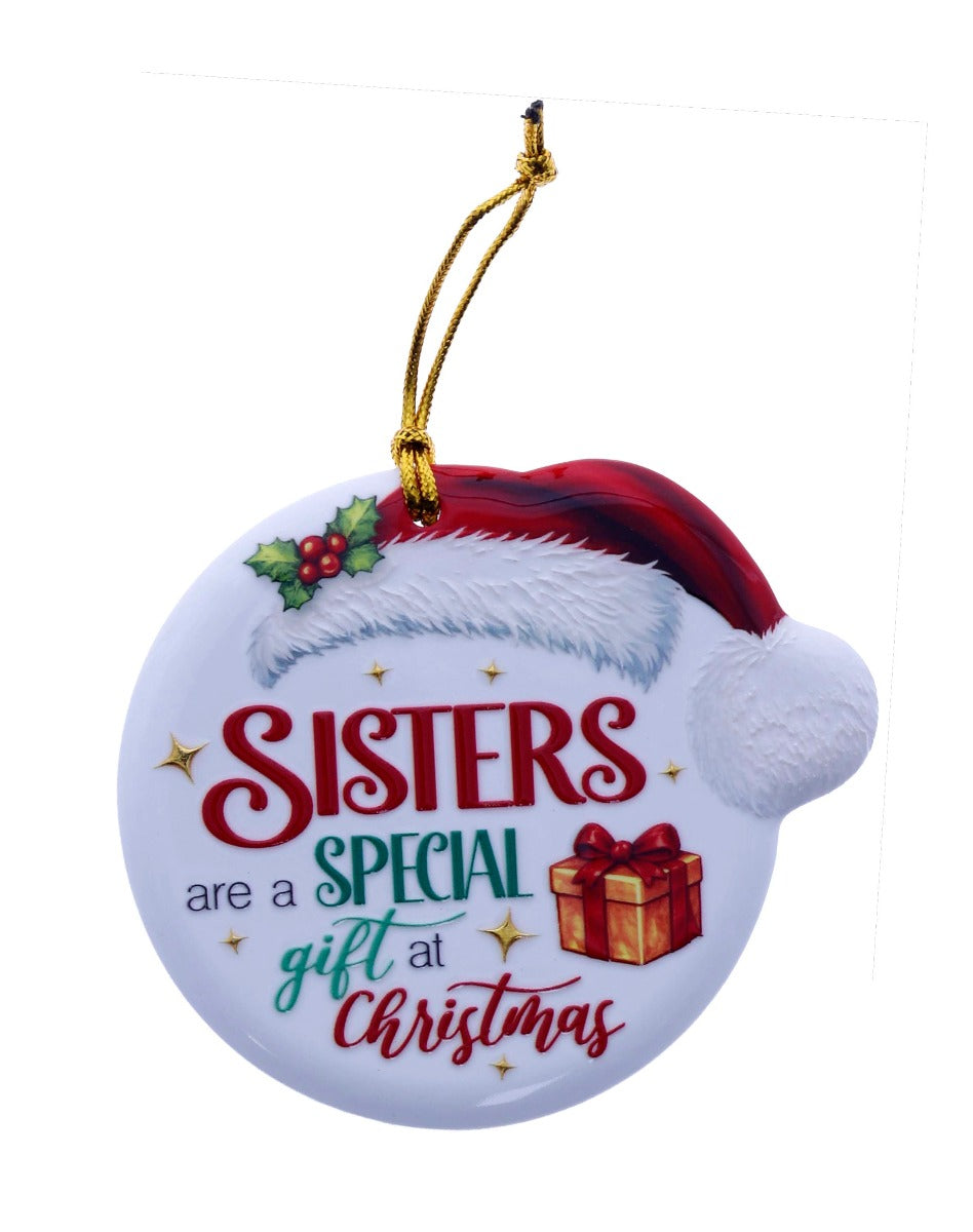 Family Friends House Christmas Sentiments Hanging Ceramic Plaque