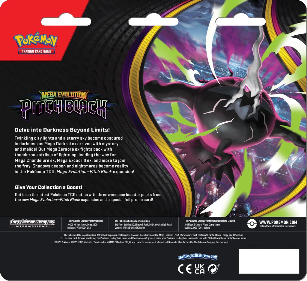 Pre-Order Pokemon TCG Mega Evolutions 5 Pitch Black Three Booster Blister