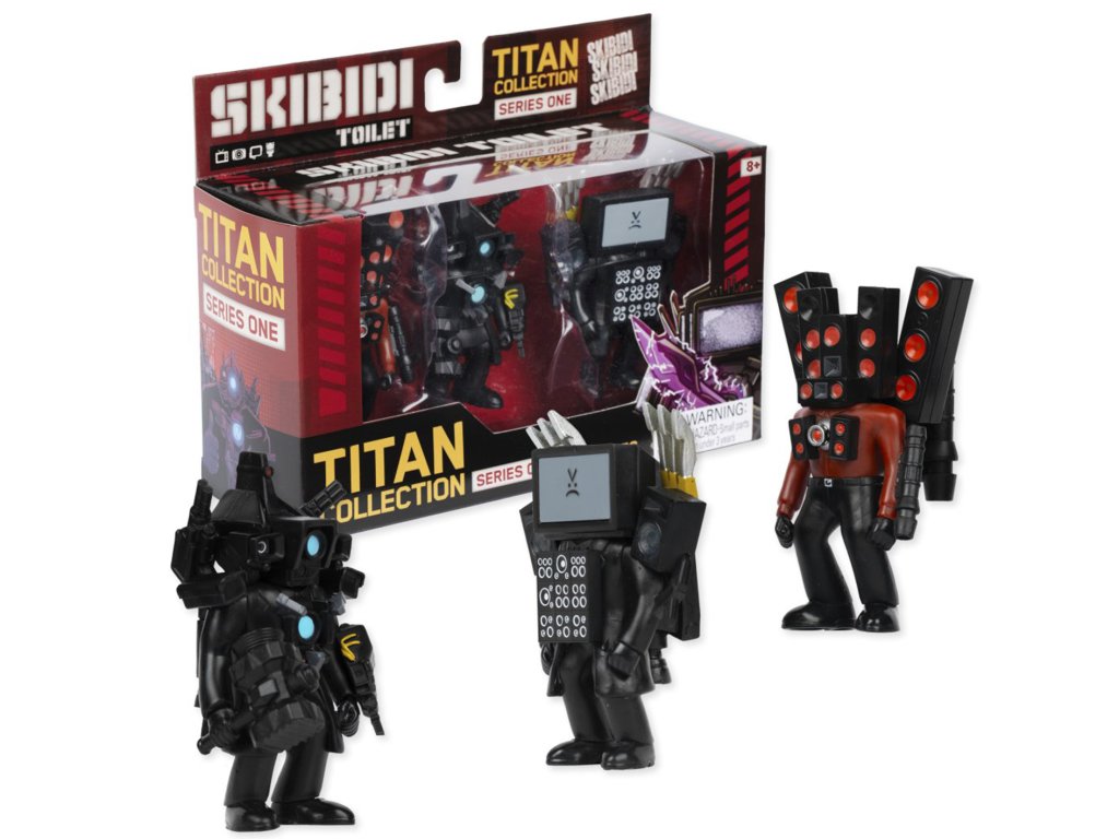 Skibidi Toilet Titan 3-pack side view with figures