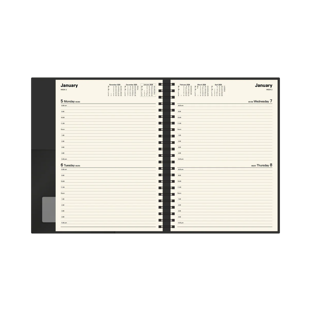 Collins Vanessa Calendar Year 2026 Diary/Planner, 2 Days to a Page, A4 PU Soft Cover