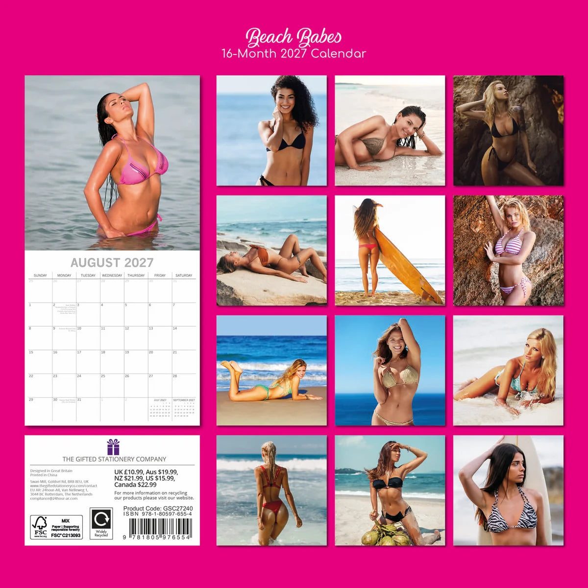 Gifted Stationery Beach Babes 2027 Square Wall Calendar 16 Months 300x300mm GSC27240