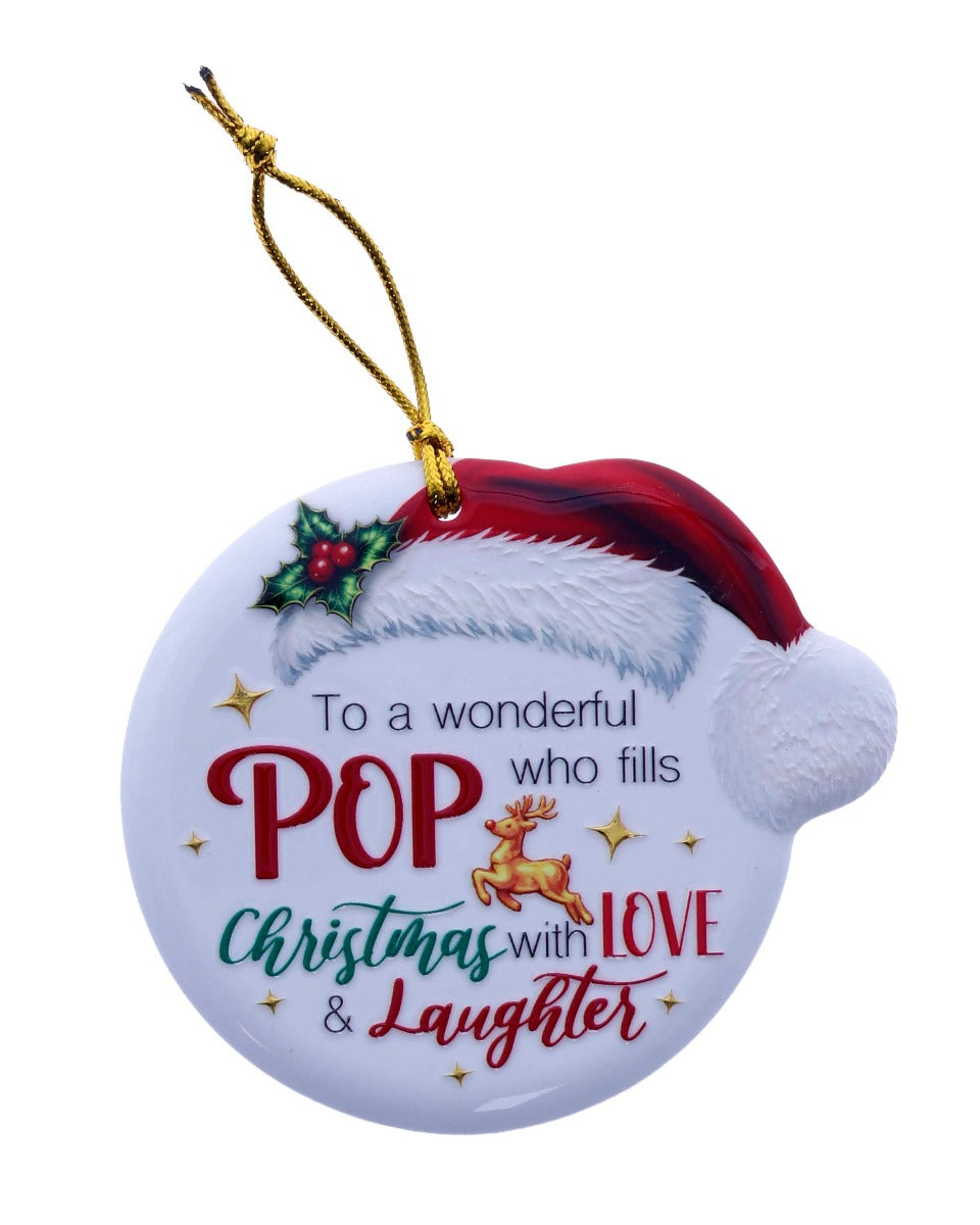 Family Friends House Christmas Sentiments Hanging Ceramic Plaque
