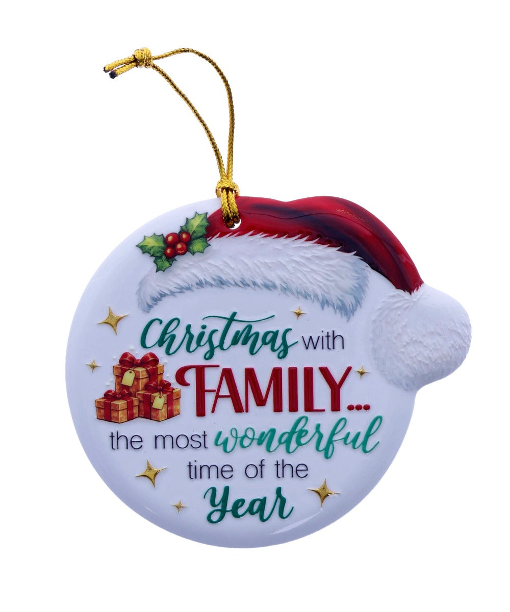 Family Friends House Christmas Sentiments Hanging Ceramic Plaque