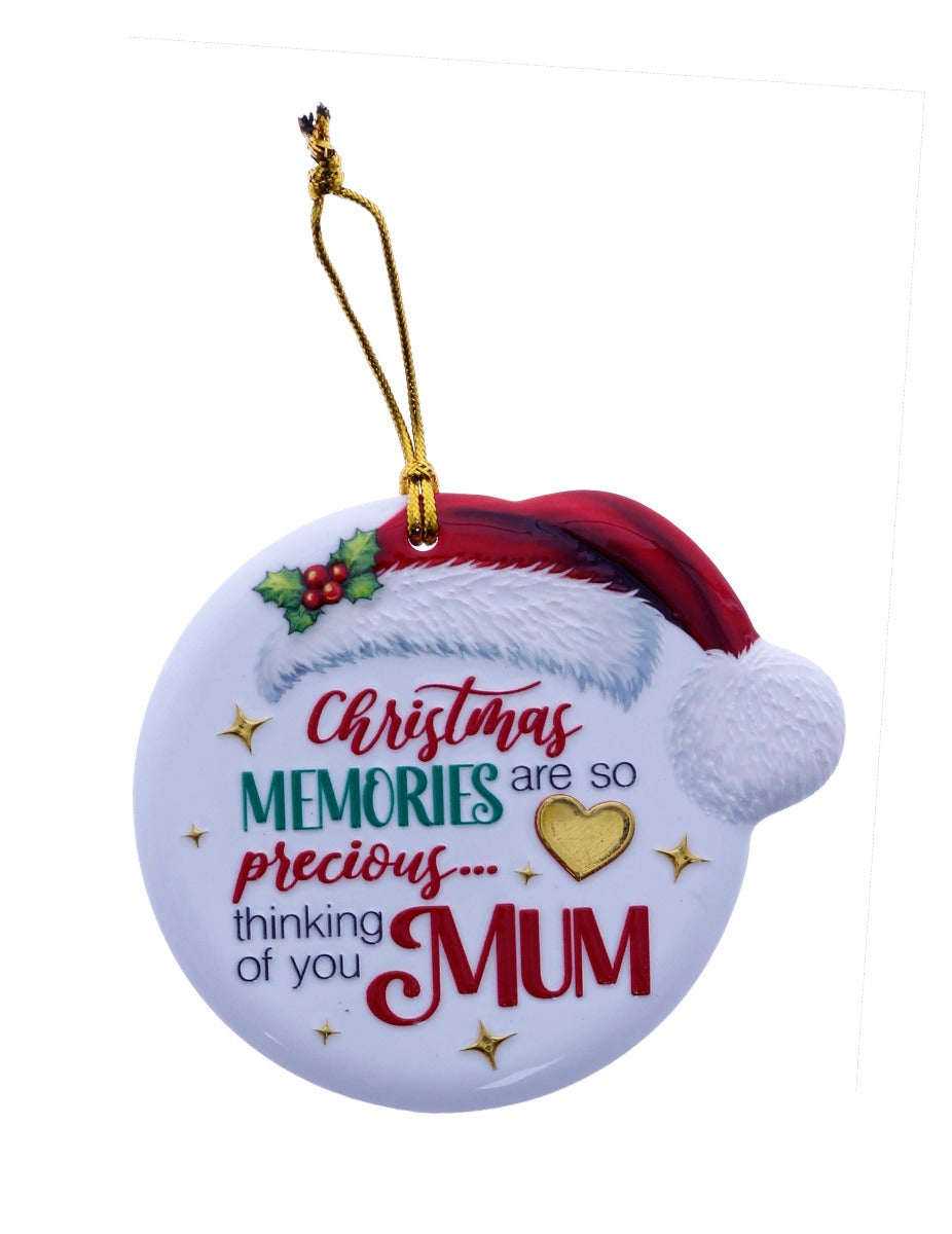 Family Friends House Christmas Sentiments Hanging Ceramic Plaque