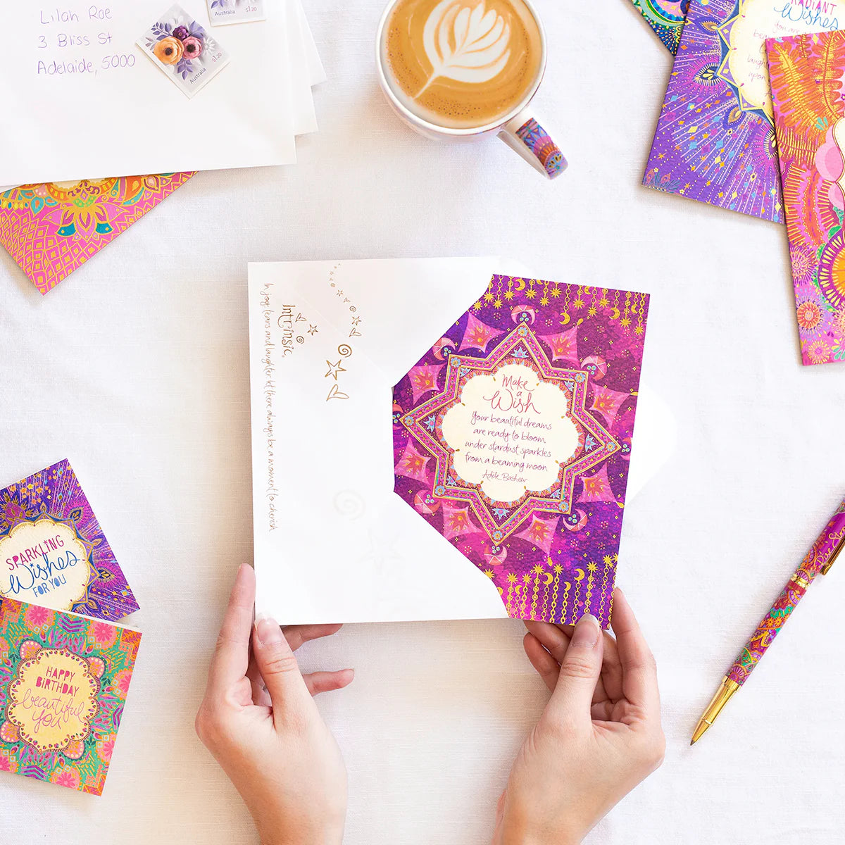 Intrinsic Make a Wish Stardust Greeting Card by Adele Basheer