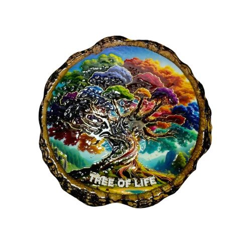 Tree of Life Ceramic 3D Colourful Coasters - Set of 4 - 10.8cm Diameter - Premium Quality 3D Tree of Life Coasters