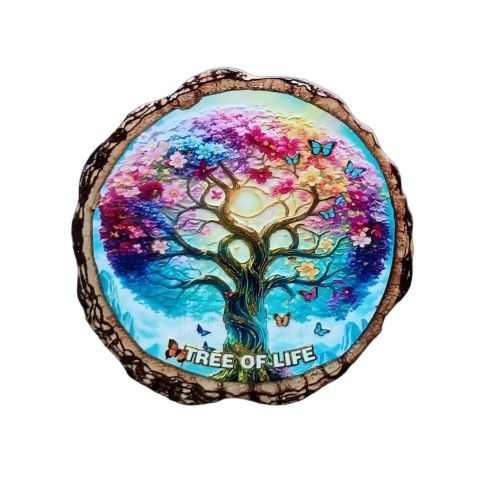Tree of Life Ceramic 3D Colourful Coasters - Set of 4 - 10.8cm Diameter - Premium Quality 3D Tree of Life Coasters