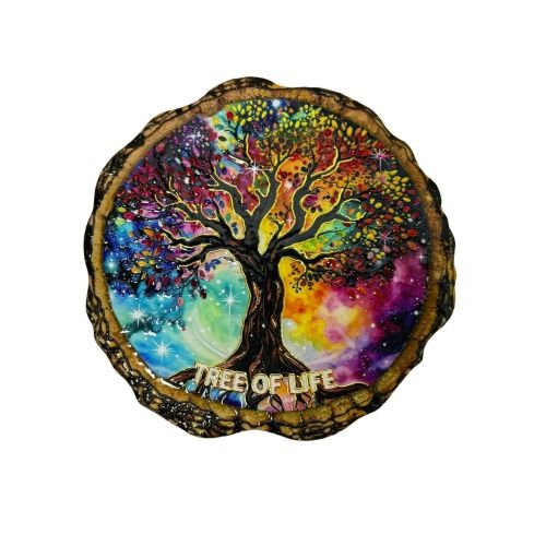 Tree of Life Ceramic 3D Colourful Coasters - Set of 4 - 10.8cm Diameter - Premium Quality 3D Tree of Life Coasters