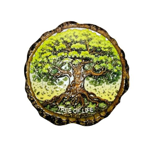 Tree of Life Ceramic 3D Colourful Coasters - Set of 4 - 10.8cm Diameter - Premium Quality 3D Tree of Life Coasters